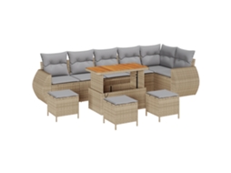 Conjunto 10 Móveis De Jardim Vidaxl Bege Vime Pe (298 X 133 X 85 Cm)