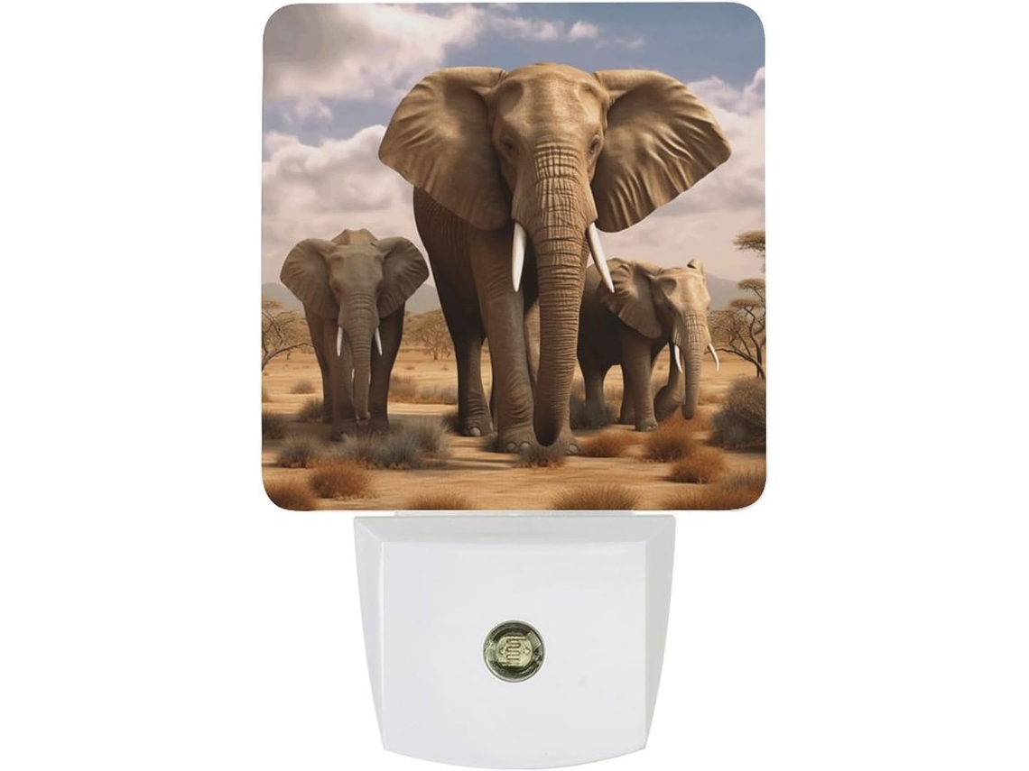 Luminária noturna LED em formato de elefante com sensores de luz para banheiro, corredor, escadas, quarto e cozinha.
