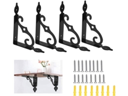 Suporte Triangular Para Prateleira, 4 Peças, Para Parede, 140 X 110 Mm, Preto