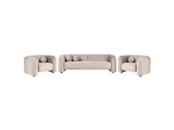 Conjunto De Salón De 5 Plazas Beliani Leiren De Terciopelo Beige 224x83x73