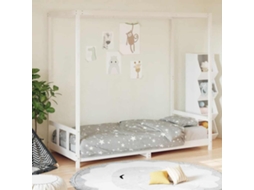 Vidaxl Estrutura De Cama Infantil 90x190 Cm Pinho Maciço Branco