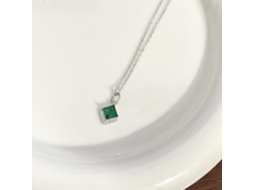 925, Colar em Esmeralda Quadrada com Zircônia Vintage, Luxo Discreto e Sofisticado, Versátil MDUG (prata Branco)