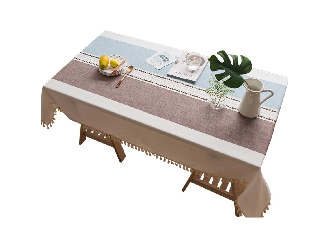 Toalha De Mesa Rústica De Algodão E Linho, Toalha De Mesa Bordada Para Mesa De Jantar, Toalhas De Mesa Retangulares, À Prova De Derramamento, Com Bain