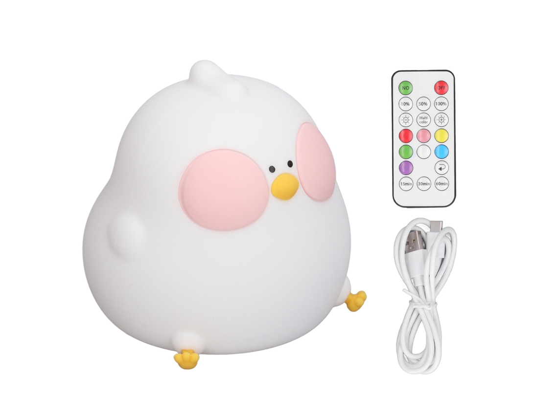 Mali lâmpada Noturna de Silicone Frango Rgb Led 7 Cores Ajustável com Controle Remoto e Toque
