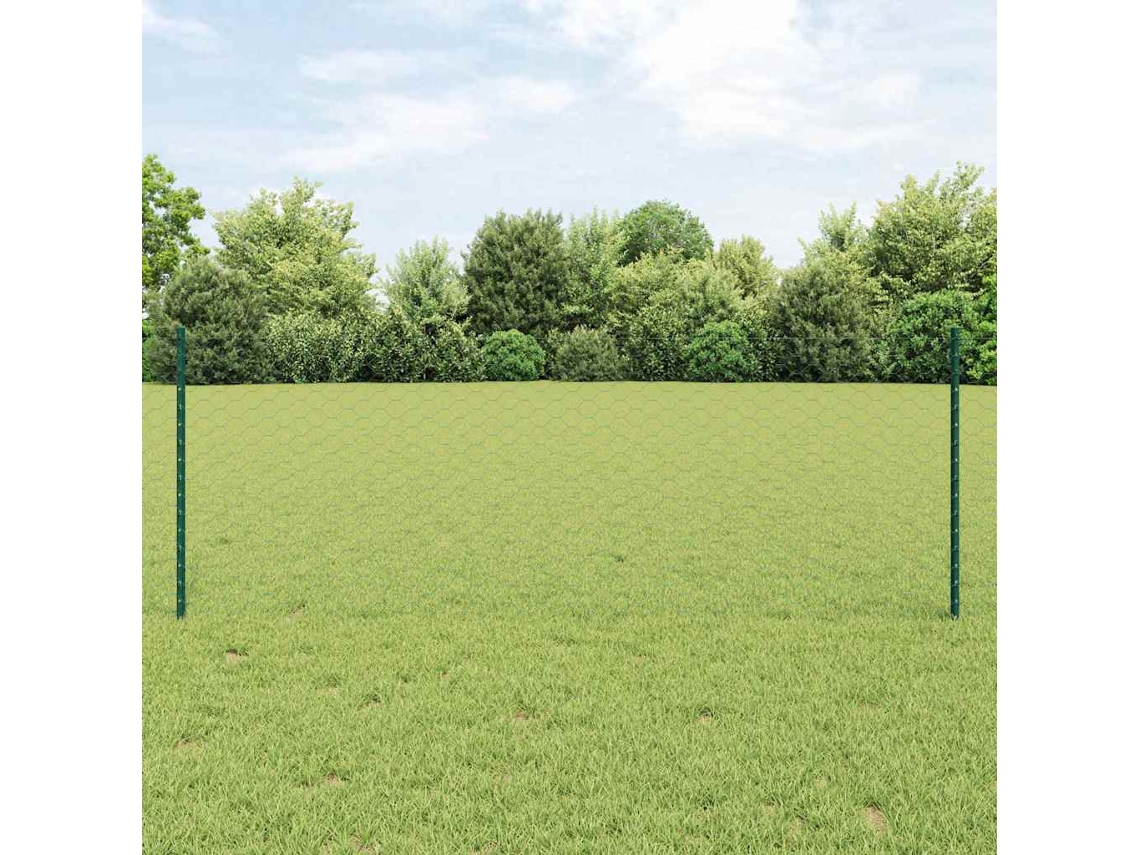 Vidaxl Cerca Hexagonal Com Poste 10 X 0,8 M Aço Revestido De Pvc Verde