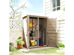 Armário Jardim 0,83 M² 127x65x168 Cm, 2 Portas Persiana, 2 Prateleiras, Telhado Impermeável Natural