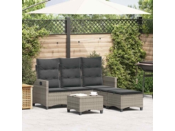 Vidaxl 3 Pcs Conjunto Sofás De Jardim Com Almofadões Em L Vime Pe