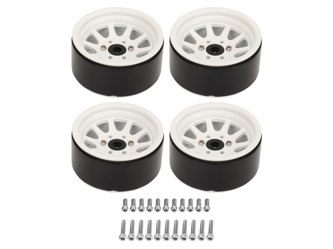 Conjunto De Aros De Roda Rc 4pcs 1.9 Polegadas Liga De Zinco Aço Universal Para Carro Crawler Axial Scx10 Ii Iii Branco