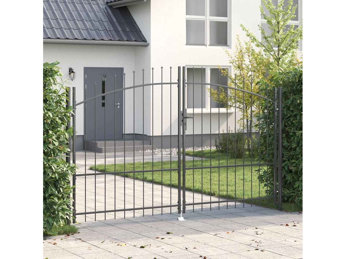 Vidaxl Portão Duplo Woerden 299,5 X 224,5 Cm Aço Cinzento Trancável