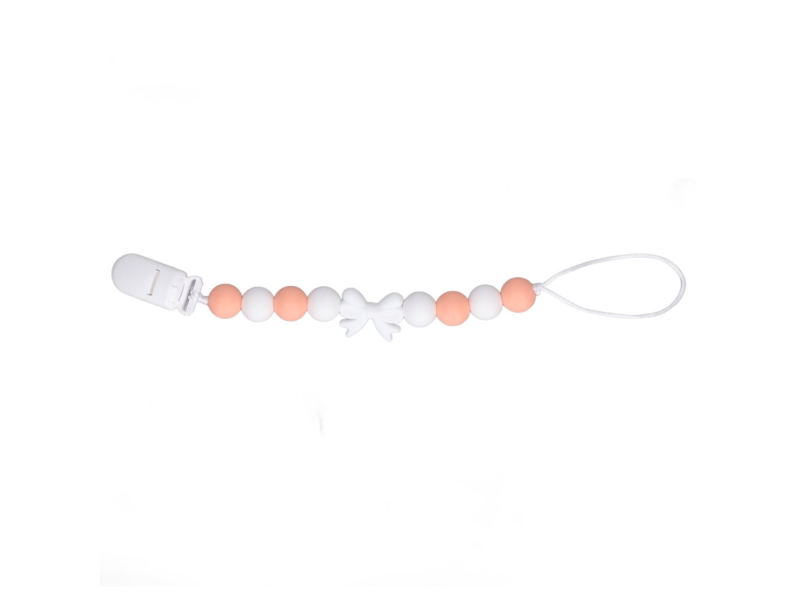 Mali brinquedo de Dentição Silicone Laço de Gravata Cartoon Clip Chupeta Bebê Vermelho Pêssego
