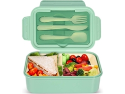Caixa de Almoço Bento 1400ml com 3 Compartimentos, Sem BPA, Verde | S/MARCA