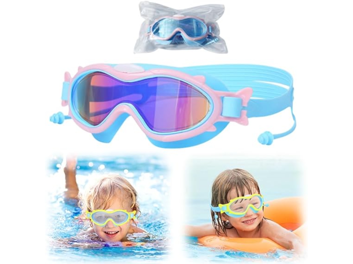 Óculos de Natação Infantil com Armação Ampla, Antiembaçante, Proteção Uv AQUAFORGE