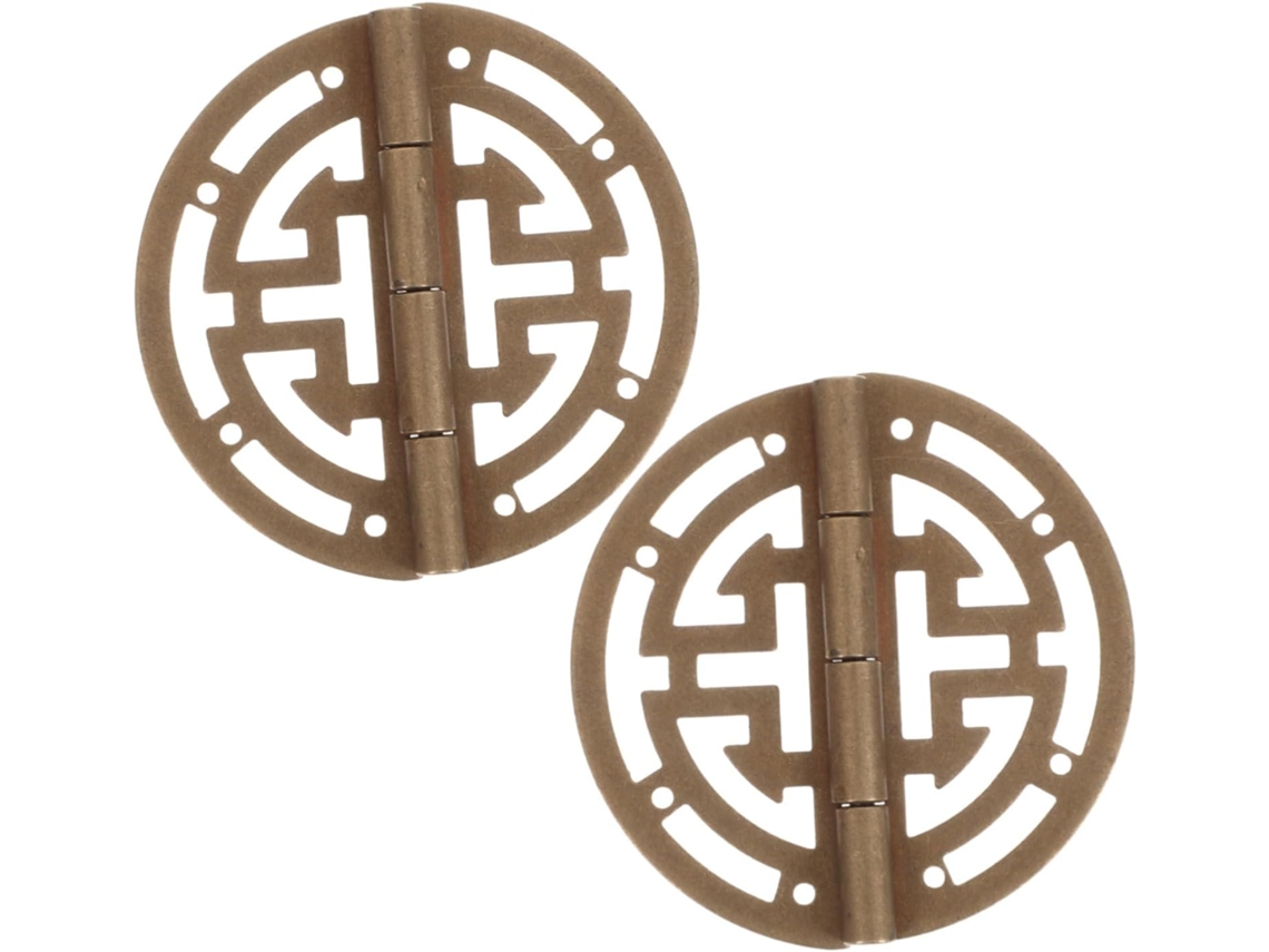 Dobradiças Decorativas Ukcoco Em Latão, 2 Peças, Com Design Vazado Padronizado, Para Pequenas Caixas De Joias Madeira