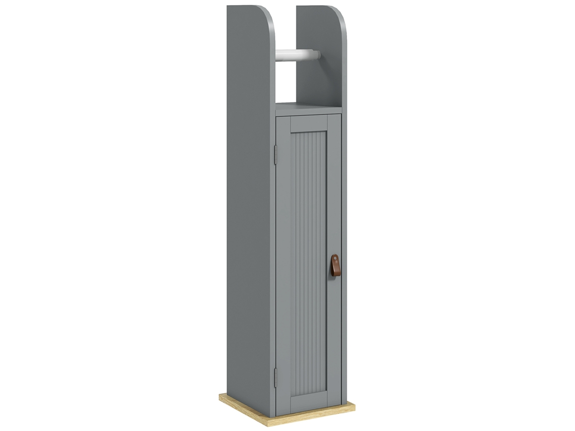 Móvel para Banheiro com Suporte para Papel Higiênico,armário e Prateleiras Ajustáveis 20x20x80cm Cinza BTFORUS
