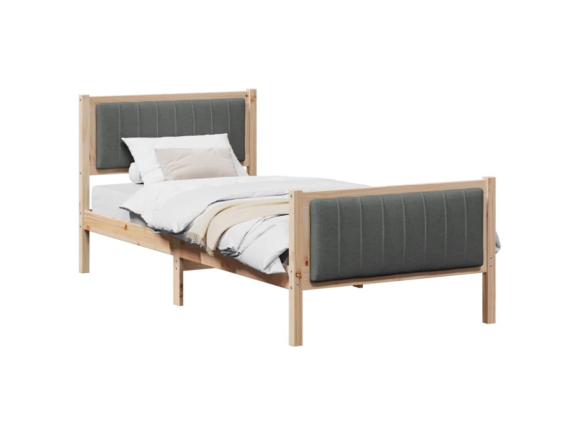 Estrutura da Cama Castanho e Cinzento Escuro 90x190 cm MAISON EXCLUSIVE
