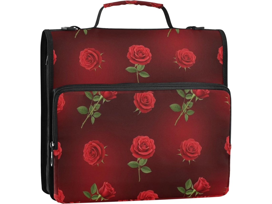 Pasta Organizadora De Folhas 1 2 Polegada, Estampada Em Vermelho E Verde, Com 3 Argolas, Pastas Coloridas Com Alça
