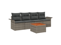 Conjunto 5 Sofá De Jardim Vidaxl Cinzento Vime Pe (251 X 62 X 69 Cm)
