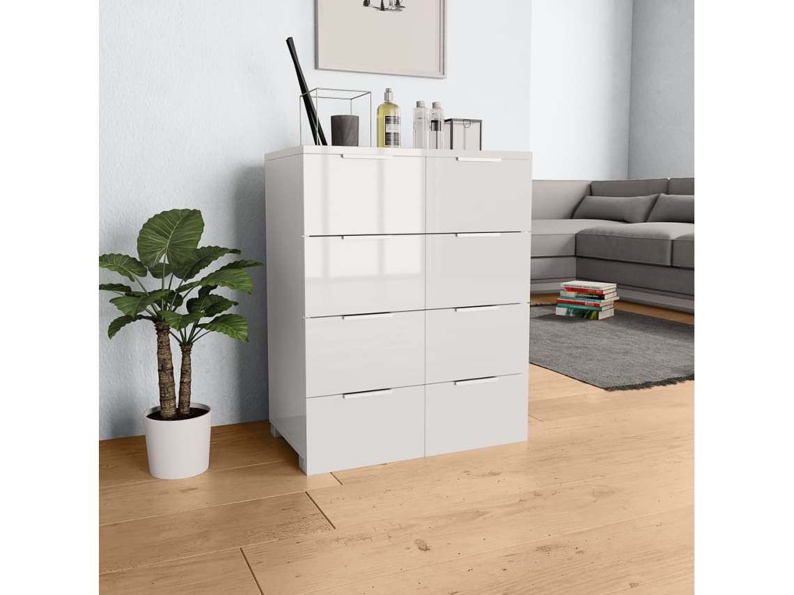 Vidaxl Aparador 60x35x80 Cm Derivados De Madeira Branco Brilhante