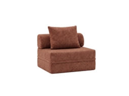 Sofá Modular 1 Lugar Convertível Veludo Listado Terracota SKOFFA