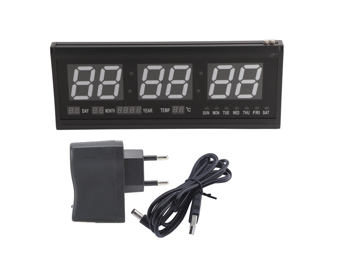 Relógio Digital Led, Data E Temperatura, 12/24h, Parede Kofihety
