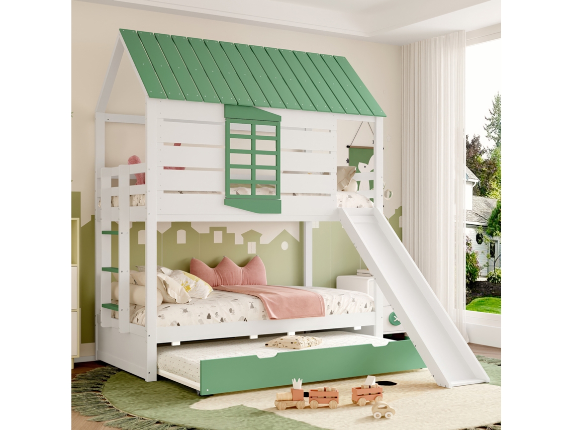 Beliche 90x200 Rebatível Escorregador Branco Verde