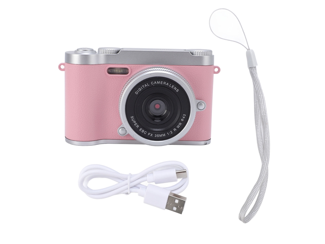 Câmera Digital Para Adolescentes 48mp Hd Lentes Duas Autofoco Zoom 8x Antishake Compacta De Bolso Rosa