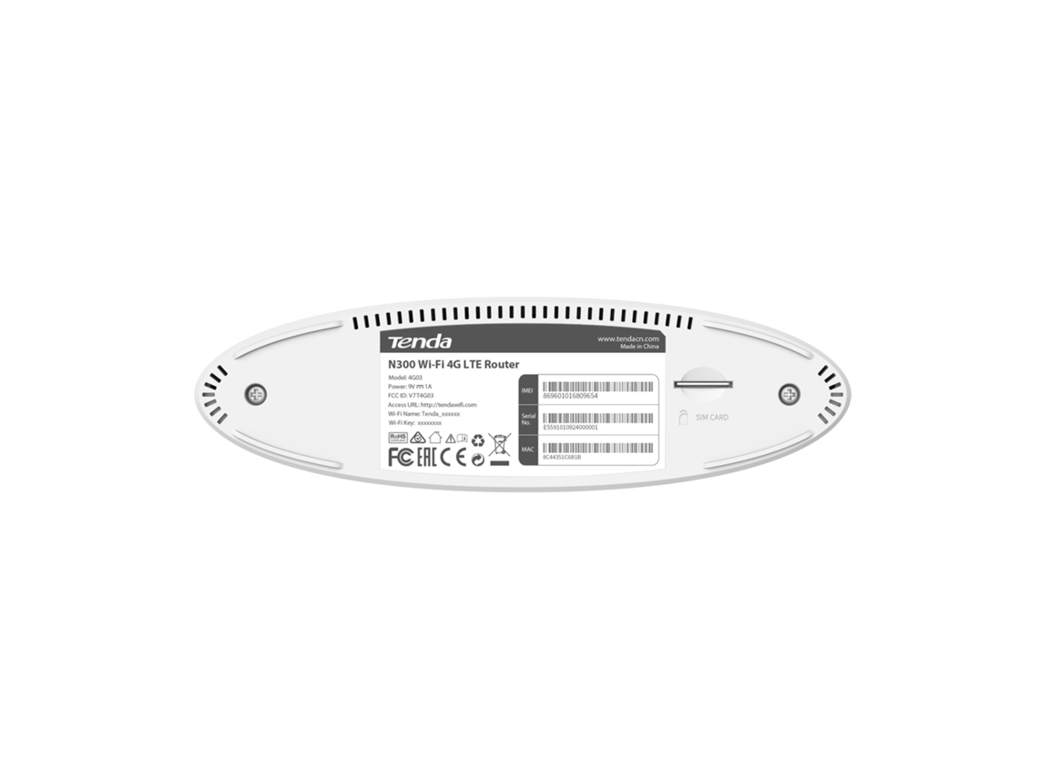 Tenda N300 Router Sem Fios Fast Ethernet Single-Band 2.4 Ghz 3G 4G Branco