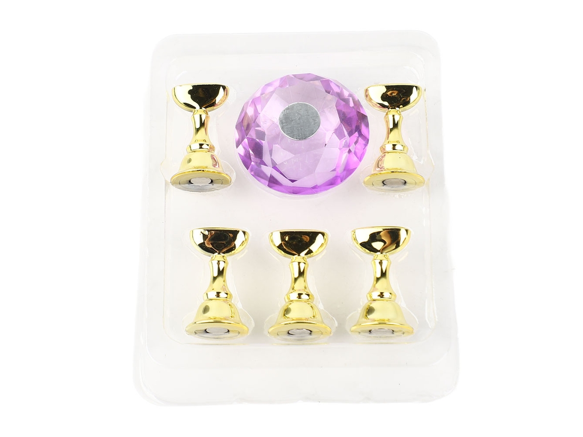 Base De Cristal Para Manicura Com Ímã Suporte De Amostra E Treinamento De Unhas Artísticas Roxa