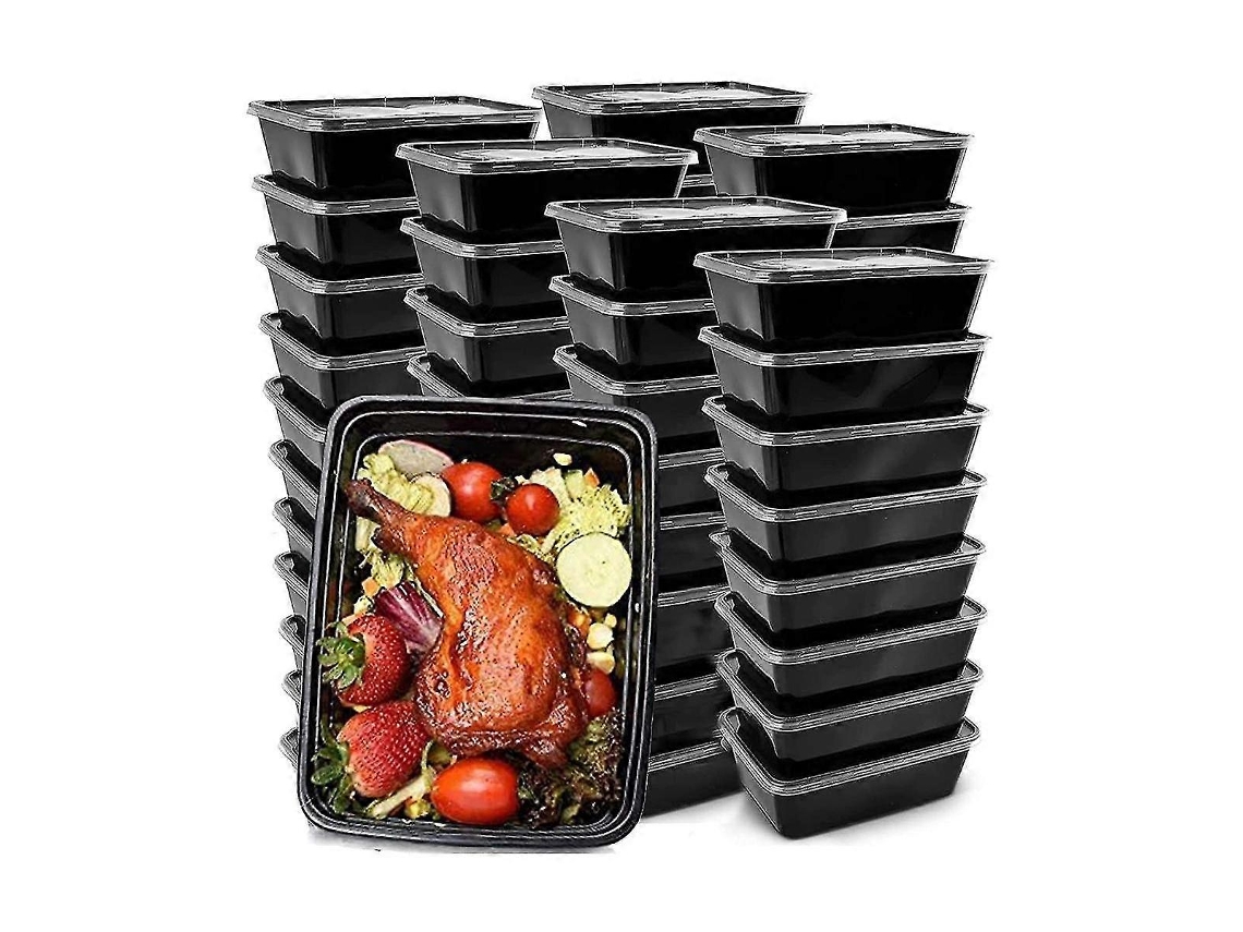 50 Recipientes para Preparar Comidas Reutilizables Bento com Tampa Hermética Armazenamento de Alimentos Plástico como Se Muestra