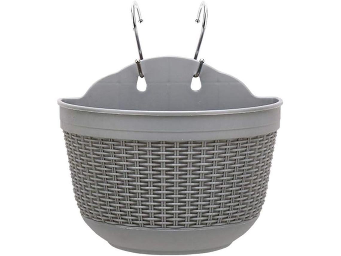 Maceta Colgante De Plástico Com Ganchos Para Jardim, Sacada, Patios Exteriores 21x13.5cm Cinza