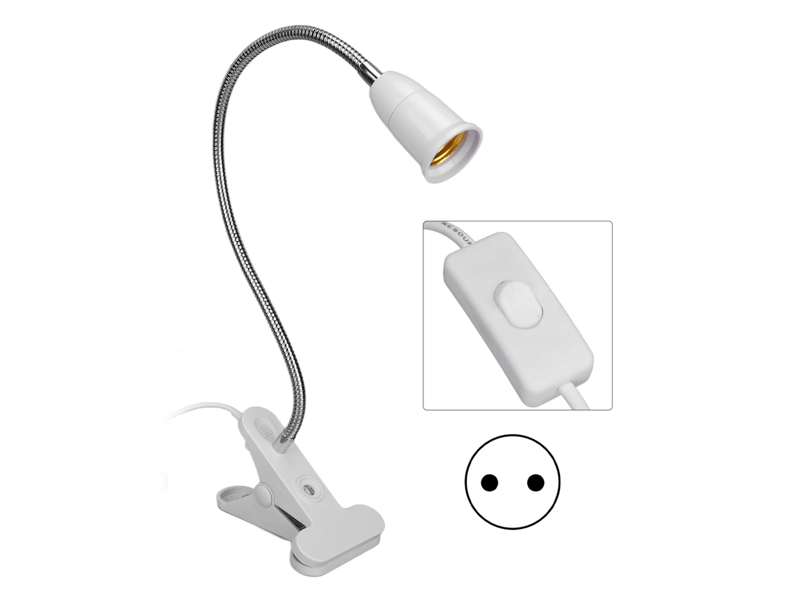 Suporte De Lâmpada De Clip Para Mesa Com Pescoço Ajustável 360 Graus E Base Protectora