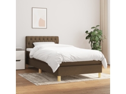 Vidaxl Cama com Molas/colchão 90x200 Cm Tecido Castanho escuro