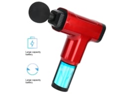 Massageador muscular elétrico portátil com 6 cabeças para relaxamento muscular e alívio da dor, com plugue vermelho europeu 100-240V. Brilvibera