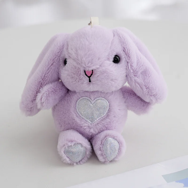 Chaveiro de Pelúcia Fofo em Formato de Coração com Coelho Sentado, Enfeite de Mesa. MDUG (roxo)