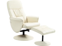 Poltrona Relax Reclinável Metal, Pu E Espuma Cor Creme Branco 81x81x105 Cm Homcom