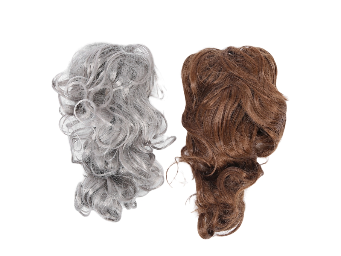 2pcs Extensões De Cabelo De Rabo De Cavalo Com Alça 30cm Cacheadas Para Mulher Peruca