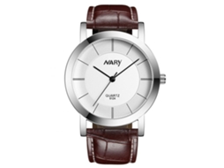 Relógio masculino Nary Couple Watch, à prova d'água, com mostrador de círculo duplo e pulseira de couro PU branca.