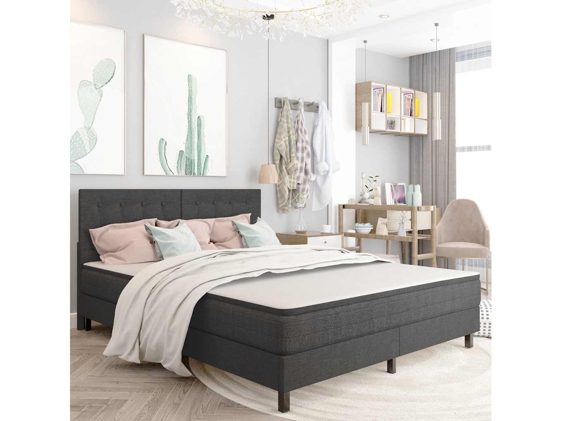Vidaxl Cama Boxspring 180x200 Cm Tecido Cinzento-escuro