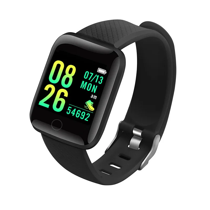 116plus Pretopulseira Monitor de Atividades Físicas com Mensagens e Relógio Eletrónico para Android e Ios MDUG