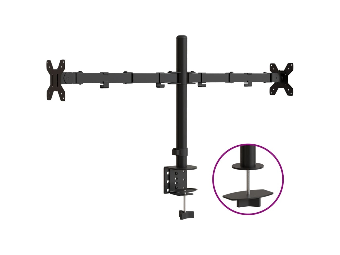 Suporte duplo para monitor VESA VIDAXL aço preto (75/100 mm)