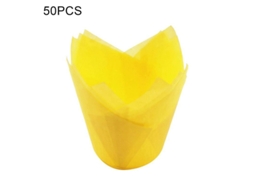 50 Copos de papel anti óleo S/MARCA, em forma de tulipa, para muffins, cupcakes, confeitaria