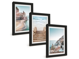 Composição De Quadros Vistas De Praia Em Tons Pastel De Verão Espelharte (3 Peças 20x30 Cm)
