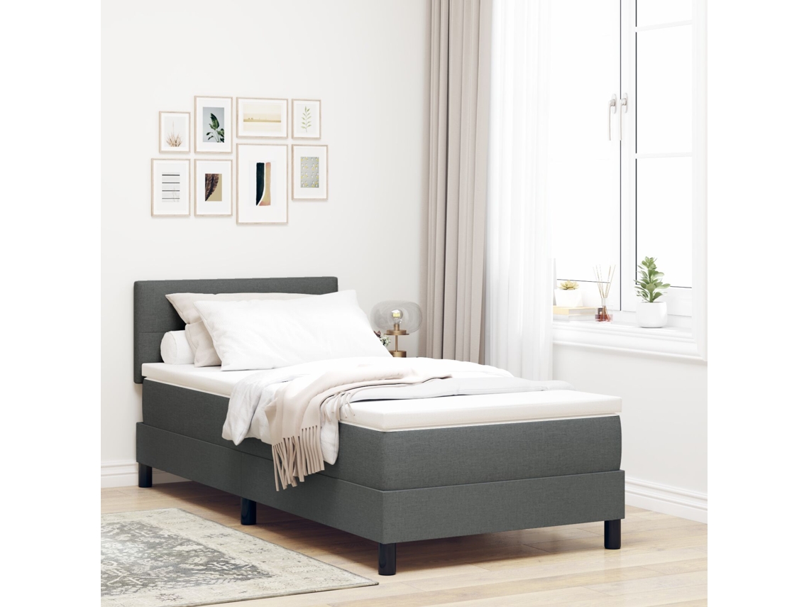 Cama Com Colchão Cinza Lovely Home Madeira Tecido Cinzento (100x200)