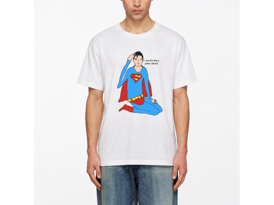 Camiseta Rockinstone Super Panic Attack Man Chris (artista dos Simpsons) - Estilo de designer exclusivo