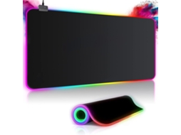 Tapete De Rato Para Jogos Xxl 800x300mm Com Rgb, 14 Modos De Iluminação, 7 Cores Led, Impermeável E Antiderrapante, Preto