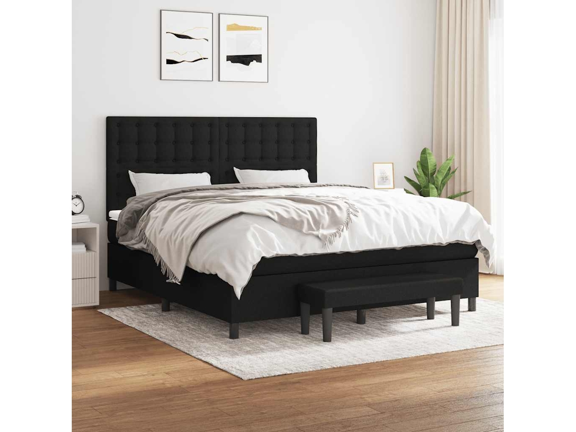 Vidaxl Cama Com Molas/colchão 180x200 Cm Tecido Preto