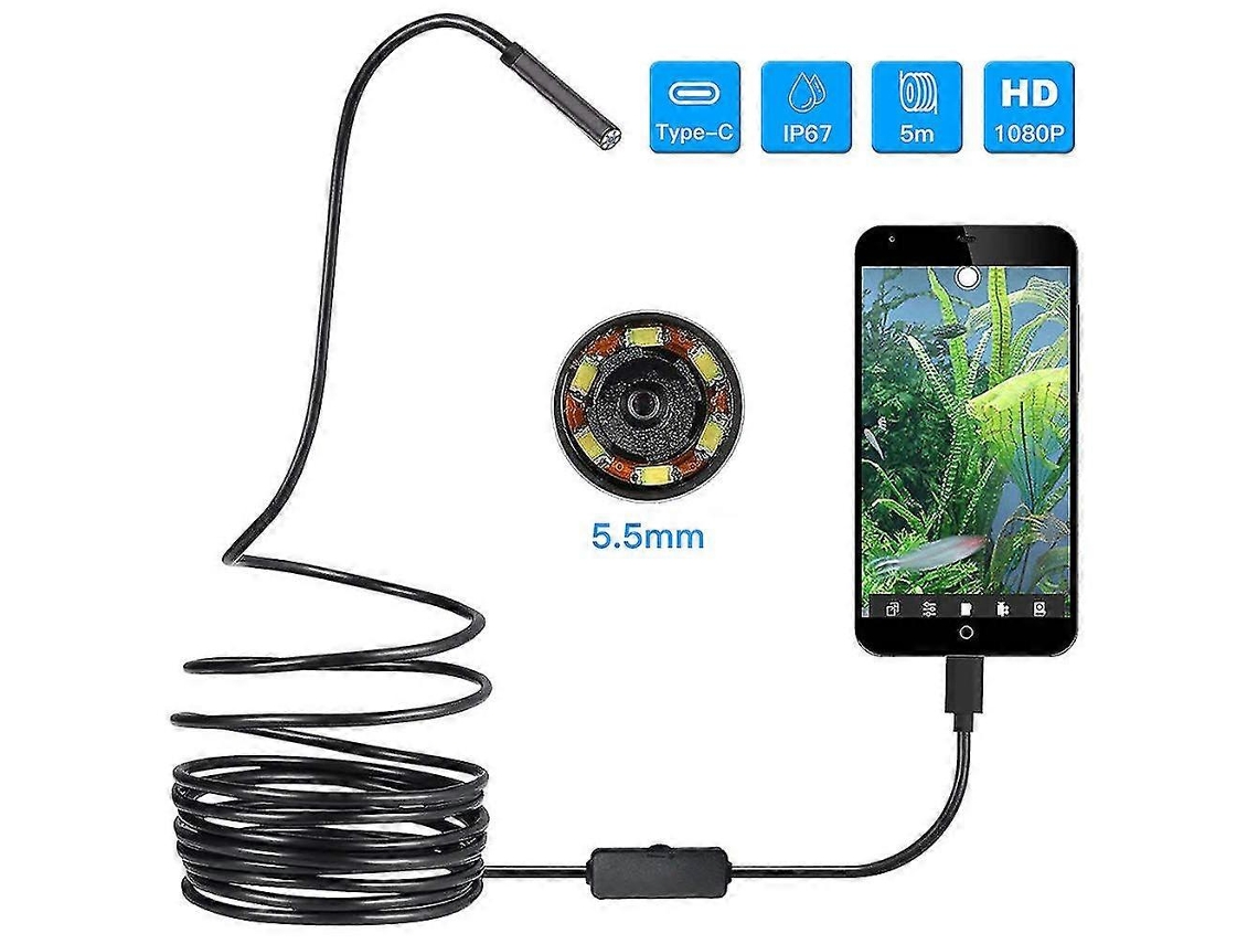 Câmera De Inspeção Fina E À Prova Dágua Com Endoscópio Usb De 5,5 Mm Brilvibera