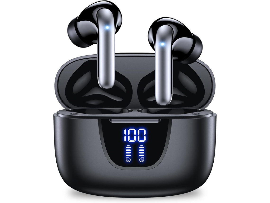 Fones de Ouvido Sem Fio com 76 Horas de Reprodução, Bluetooth 5.3, Led Power Display, Ipx7 À Prova de Suor, Design Ultraleve JIAPEI (preto)