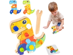 Painel Sensorial De Dinossauro Brinquedos Parafuso Madeira Fofos E Versáteis Educativos Coloridos