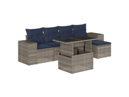 Conjunto de Sofá de Jardim, 6 Peças, Almofadas, Rattan Cinza MAISON EXCLUSIVE